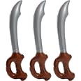 Henbrandt 6x60cm Inflatable Pirate Sword Toy – Blow Up Party Favor, Fancy Dress Costume Accessory, 6 Pack