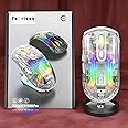 Rechargeable Wireless Gaming Mouse | Transparent RGB Superlight Ergonomic 2.4 GHz Wireless Mouse with 4000 DPI | Gaming Mice with Magnetic charging base and Digital Display (Crystal White)