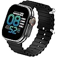 Faster Nerv Ultra Smart Watch Black - Always On AMOLED Display 2.04 Inches - Stylish Smartwatch with Rounded Rectangle Dial - Fitness Tracker with Sports Modes - 280 mAh Battery