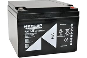HEYCAR - Batería de Plomo AGM para aplicaciones estacionarias. 12V / 26Ah. Capacidad de descarga 360 A 7,5 Kg. 166 x 175 x 125 mm