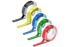 LABELCENTER 3D Embossing Etiquetas compatible para usar en lugar de Dymo (5-Blanco sobre Negro/Amarillo/Azul/Verde/Rojo)