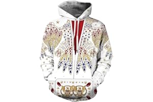 BINGCHUAN Elvis Presley Kostüm Cosplay Kapuzenpullover Klassisches Kostüm für Männer Frauen