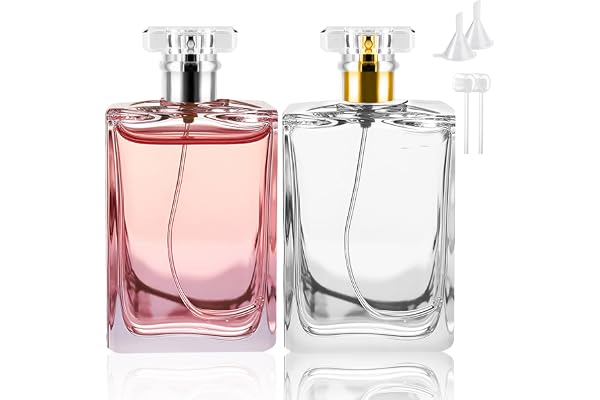 Bohoray 2Pcs 100ml Flacon Vaporisateur Verre, Vaporisateur Parfum vide Flacon Pulvérisateur Pour Voyages, vaporisateur Parfum Vide, flacon Spray Avec Entonnoirs, Presseur(doré & argent