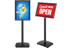 VAIIGO Soporte para Carteles A4 Pesado, 360° Rotativo con Base Metálica Estable, Soporte de Información y Expositor Publicitario para Menú, Poster y Anuncio, Color Negro