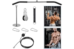Lyndwin Poulie Musculation avec Barre Tirage Dos, DIY Fitness Kit Musculation Poulie de 100cm Barre de Tirage pour Triceps Biceps Curl Dos Epaules Bras, Murale Maison Sport
