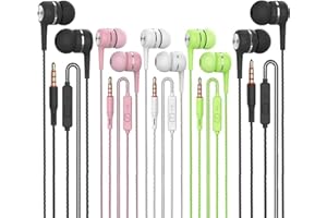 Glracd Auriculares con Cable y Micrófono - Paquete de 5 con Graves Potentes y Pesados, Alta Definición, Conector de 3,5 mm (B1)