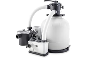 Intex 26680 – Pompa Filtro a Sabbia Krystal Clear con Generatore Salino di Cloro Saltwater System Integrato, Flusso d'Acqua 10000 L/h, Flusso di Sistema 8000 L/h, per piscine con massimo 56800 L