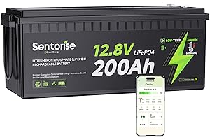 SENTORISE 12V 200Ah LiFePO4 Lithium Batterie, Mit Bluetooth Überwachung, Selbstbeheizung, Untertemperaturschutz, Und 200A BMS Batterien für RV Camping Car, Solarpanel, Golfwagen, Home Off-Grid-System