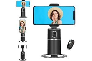 SIKVIO Phone Stand Smart Tracking Mobile Phone Holder for iPhone Tripod, Selfie Stick Camera Stabilizer with 360° Rotate Smart Object Track No App Required for YouTube Tik Tok(Black)