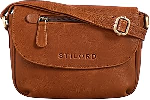 STILORD 'Tamara' Kleine Handtasche Damen Leder Braun Umhängetasche Vintage für Frauen zum Ausgehen Abendtasche Partytasche Elegante Echtleder Tasche, Farbe:texas - braun