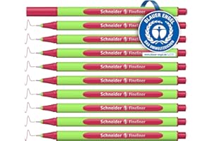 ‎SCHNEIDER Schneider Line-Up Fineliner (Strichstärke 0,4 mm, aus biobasiertem Kunststoff, ausgezeichnet mit Der blaue Engel) 10 Stück, royal-red