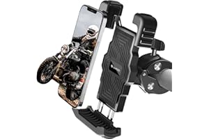 GoHZQ Handyhalterung Fahrrad Vibrationsgedämpft 360° Handyhalterung Motorrad Universal Lenker Halter für iPhone 15 14 13 Pro Max Plus Samsung S24, Alle 5"-6.8" Smartphone, Schwarz