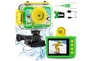 GKTZ Cámara de Fotos Infantil Impermeable, Cámara de Vídeo de Acción Submarina Infantil, Cámara Digital con Juegos de 3 a 10 años, Regalo con Pantalla de 2 Pulgadas, Tarjeta TF de 32 GB