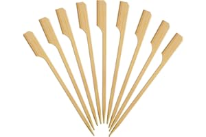 Yakitori Lot de 100 brochettes plates en bambou pour barbecue, brochettes, fruits, sandwichs, buffets de fête (12 cm)