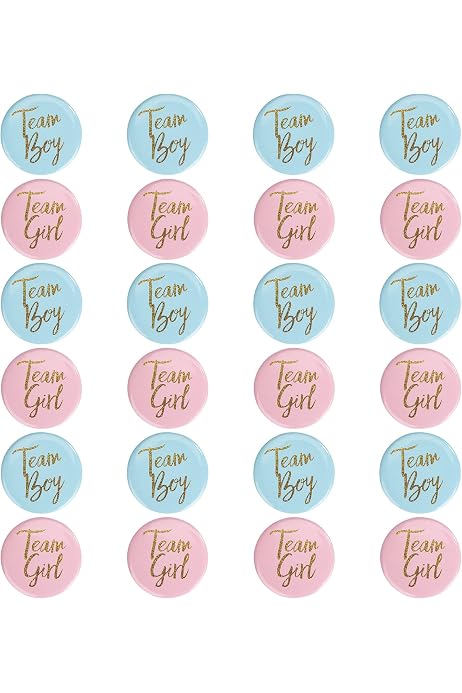 24 Épingles Révélation Sexe Bébé XINSUO - 12 Rose Fille + 12 Bleu Garçon - Badges Paillettes Gender Reveal