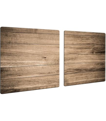 Fornuisafdekplaat, afdekking voor keramische kookplaat, afdekplaat, snijplank, 1-delig, 90 x 52 cm, hout, bruin, spatbescherming, glasplaat, keramische kookplaat, bescherming, veiligheidsglas, glazen