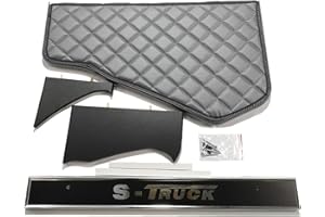 KRAM-TRUCK Estantería Central Acolchado Y Bordado Para El Coche, Compatible Con SCANIA S/R A Partir De La Nueva Generación De 2017, Gris, Cuero Sintético, Certificado De Higiene