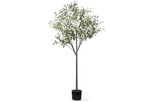 ‎LOMOHOO LOMOHOO Künstlicher Olivenbaum 5ft hoch gefälschte getopften Olivenbaum Gefälschte Pflanzen Große Faux Olive künstlichen Baum für Home Office Wohnzimmer Indoor Outdoor Garten Dekor 150cm