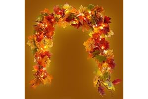BLAUHAUS Herbstdeko Lichterkette Herbstgirlande Mit 40 LEDs - 176cm/Stück Herbstblätter Girlande,Girlande Herbst Für Zuhause, Garten, Hochzeit, Kamin, Party Weihnachtsdekoration Thanksgiving