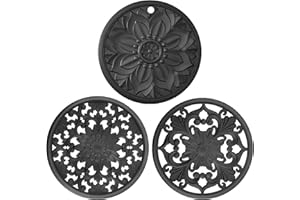 BAIWANT Silicone Trivet Mat Set of 3 Heat Resistant Black Pot Holders for Non-Slip Hot Pans Thick Creative Shapes for Dining Table Kitchen Countertops Tablecloth Protection (Black)