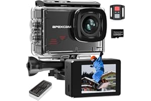 Apexcam M80 4K 60FPS 48MP Action Cam Con 128GB Scheda WIFI 40M Ultra HD Macchina Fotografica Subacquea Impermeabile Sport Camera 8X Zoom Pre-registrazione Wide Angle Con 2x1350 Batteria Kit Accessori