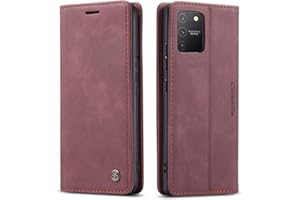 QUQUCHENG123 Ququcheng - Carcasa Compatible con Samsung Galaxy A91/M80S/S10 Lite, Funda de Piel con Cierre magnético, Carcasa antigolpes, Color Rojo