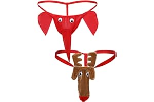 Boyiee 2 Stück Männer Mankini Elefant Unterwäsche Elch Herren Strings Weihnachten G-String Low Rise Thong Geschenk für Männer