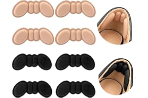 FOLAI Fersenpolster Schuheinlagen -[4 Paar]Selbstklebend Fersenschutz Fersenkissen für zu große Schuhe & Stiefel Schuhfüller Heel,Gegen Reibung Heel Pads für Männer Frauen.(2 Schwarz/2 Beige)