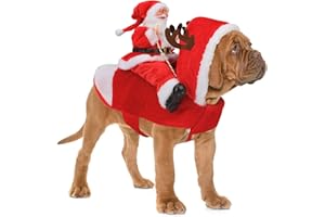 RANYPET Hund Santa Claus Reiten Weihnachtskostüm, Premium Haustier Kleidung Weihnachten Outfit für Kleine Große Hunde Katzen Weihnachtsfeier Anzieh M
