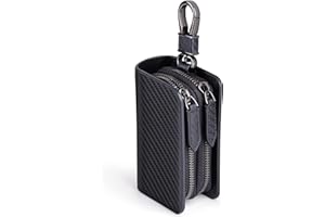 VISOUL Estuches de Llave Coche del Cuero Genuino, Estilo Vendimia Llavero para Cocheen Piel Estuches de Cuero Portátiles para Llaves con Doble Cremallera Bolsa Llaves para Hombres