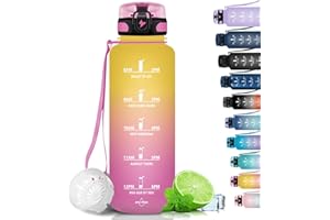 ‎GRSTA Grsta Trinkflasche 1,5 Liter - Trinkflasche Sport, BPA Frei, Trinkflasche Kohlensäure Geeignet, Auslaufsicher, Wasserflasche mit Filter und Zeitmarkierung für Gym, Schule, Büro und Outdoor