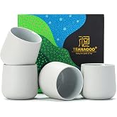 TEANAGOO ceramic japanese tea cup, 205ml, light grey, H5, 4pcs/box, busy japanese tea cups, chinese tea cup, asian tea cups,