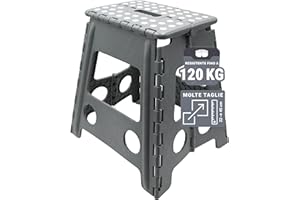 ZOLLNER Sgabello pieghevole - altezza 39 cm - sedia pieghevole - scaletta - per adulti o bambini - cucina, bagno, campeggio, stanza - colore grigio