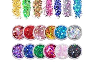 RUITAO 12 Colors Face Glitter, Holographic Festival Glitter Hair Glitter for Body Eye Hair Nail and Painting DIY Art