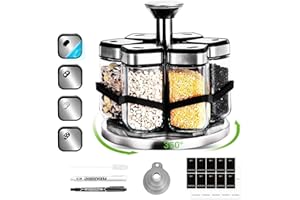 SIAZIH Especieros para Cocina Armario Giratorio 360°, Especiero Giratorio con 6 Tarros de 120 ml, Ajustable 360°, Especias Organizador para Almacenar las Especias Esenciales para Principiantes