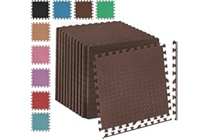 Fk Sports 25mm Extra Thick Gym Flooring Mat, Non-skid mats, Soft Cushion EVA Rubber foam, Interlocking Puzzle Floor Tiles, for home Yoga Workout, Leaf 60x60cm (Brown, 24pcs (96 sq.ft))