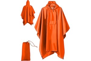 HJH Waterproof Rain Poncho for Adults - Multifunctional Lightweight Reusable Hooded Raincoat for Hiking, Camping, Cycling, Traveling & Outdoor Activities - Unisex Emergency Rainwear (One Size)