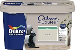 Dulux Valentine Crème de Couleur - Peinture multi-supports intérieure - Satin Galet 2,5 L