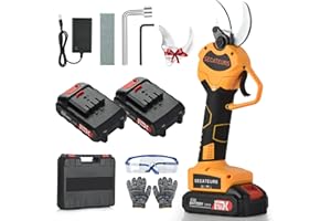 Vothen 40mm Lithium Forbici Potatura Elettriche, Cesoie Potatura Elettriche Professionali Con 2 21V/2000 mAh, Forbici a batteria da potatura per Giardinaggio Albero Viti Pruning Tool Set, Yellow