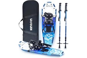 KinZon Raquettes à Neige 3 en 1, légères et Solides, avec bâtons de Trekking et Sac de Transport, Dispositif de rehaussement du Talon, Parfait pour la randonnée