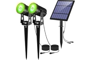 CORESLUX Solar Spotlights Outdoor Waterproof, Green LED Solar Landscape Spotlights, Auto On/Off, Dusk-to-Dawn Solar Garden Uplighters for Halloween Christmas Backyard Pathway Tree.
