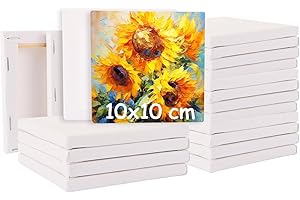 MUXHEL 20 PCS Small Canvases for Painting 10x10 cm Mini Canvas Blank Canvases Pre-Stretched Painting Canvas Boards for Acrylic & Oil Artist Painting, Sketching, Drawing