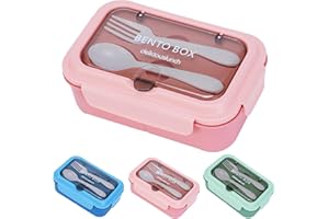 SENBSLAN Lunch Box,1200ml Leakproof Bento Lunch Box,Food Container with 3 Compartments and Cutlery,BPA Free Containers Suitable for Adults and Kids (Pink)