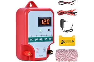 DKEVEU 2J - Cercado eléctrico para animales, 15 km - Pastor eléctrico con pantalla LED - Recinto eléctrico para gallinas, ovejas, cerdos, zorros, vacas, para empresa agrica