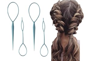 WOO MANTO 4 Pièces accesoire chignon, Topsy tail pour tresses, tourne-cheveux, accessoire pour coiffure, styler pour cheveux (bleu)