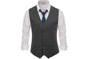 PaulJones Hombre Chaleco Slim Fit de Vestir sin mangas con Cuello Solapa de Traje