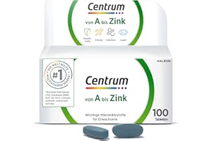 ‎CENTRUM Centrum Von A bis Zink, 100 St. - Hochwertiges Nahrungsergänzungsmittel zur täglichen Komplettversorgung mit Mikronährstoffen - Verpackung kann variieren
