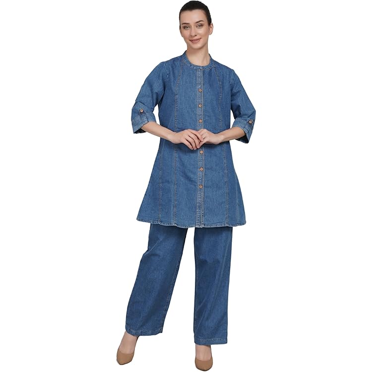 Buy VG5 A chic and versatile denim co-ord set featuring a relaxed