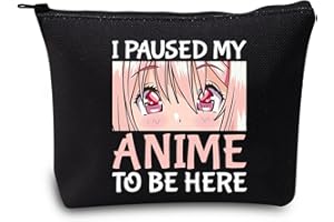LEVLO Anime Girl Borsa cosmetica Amine Spice Girl Ispirato Regalo I Paused My Anime To Be Here Makeup Zipper Pouch Anime Cosplay Merchandise, Il mio anime nero, Borsa da trucco