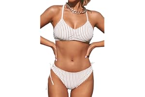 CUPSHE Conjunto de Bikini Reversible Lace Up Laderal Traje de Baño de Dos Piezas